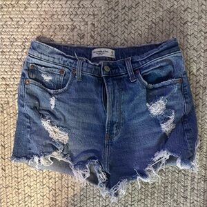 Blue Distressed Denim Shorts